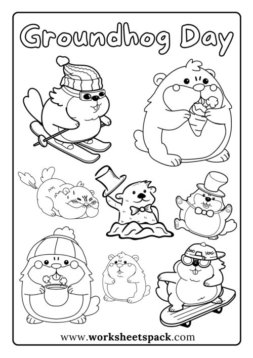 Free Printable Coloring Pages Worksheetspack   Groundhog Day Coloring Page 1 E1702301573885 