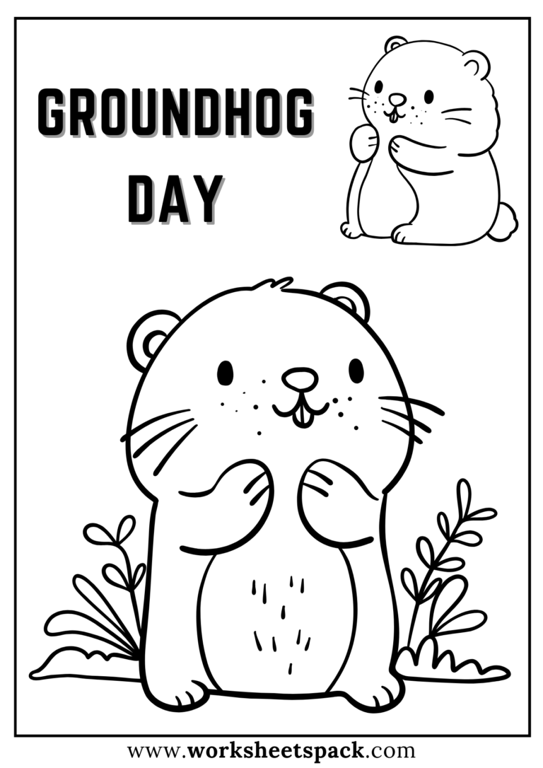 Happy Groundhog Day Coloring Pages Free Printable PDF - worksheetspack