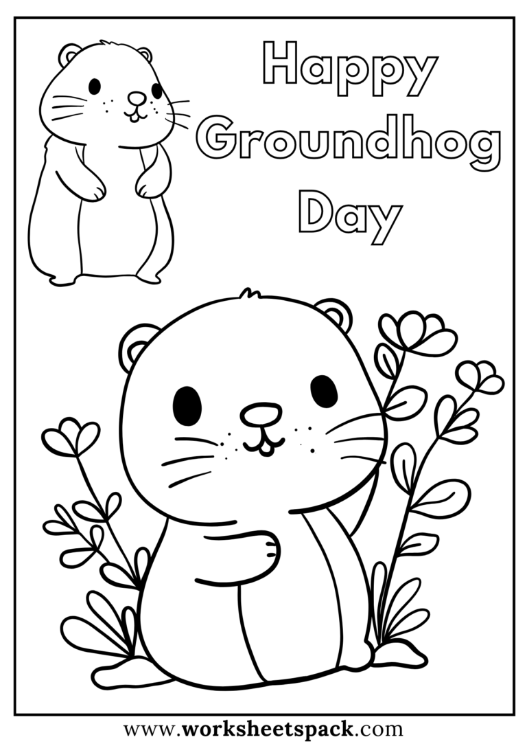 Happy Groundhog Day Coloring Pages Free Printable Pdf - Worksheetspack