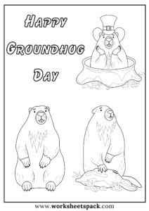 Happy Groundhog Day Coloring Pages Free Printable PDF - worksheetspack