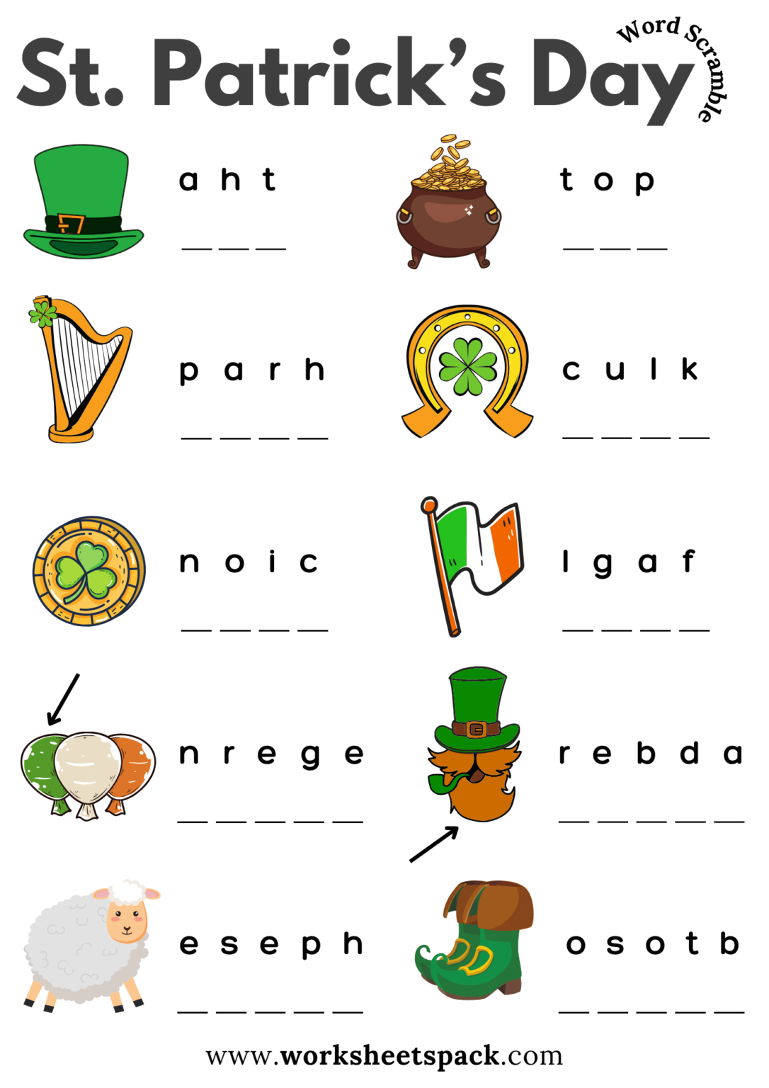 saint patrick day worksheet for 1 st grade