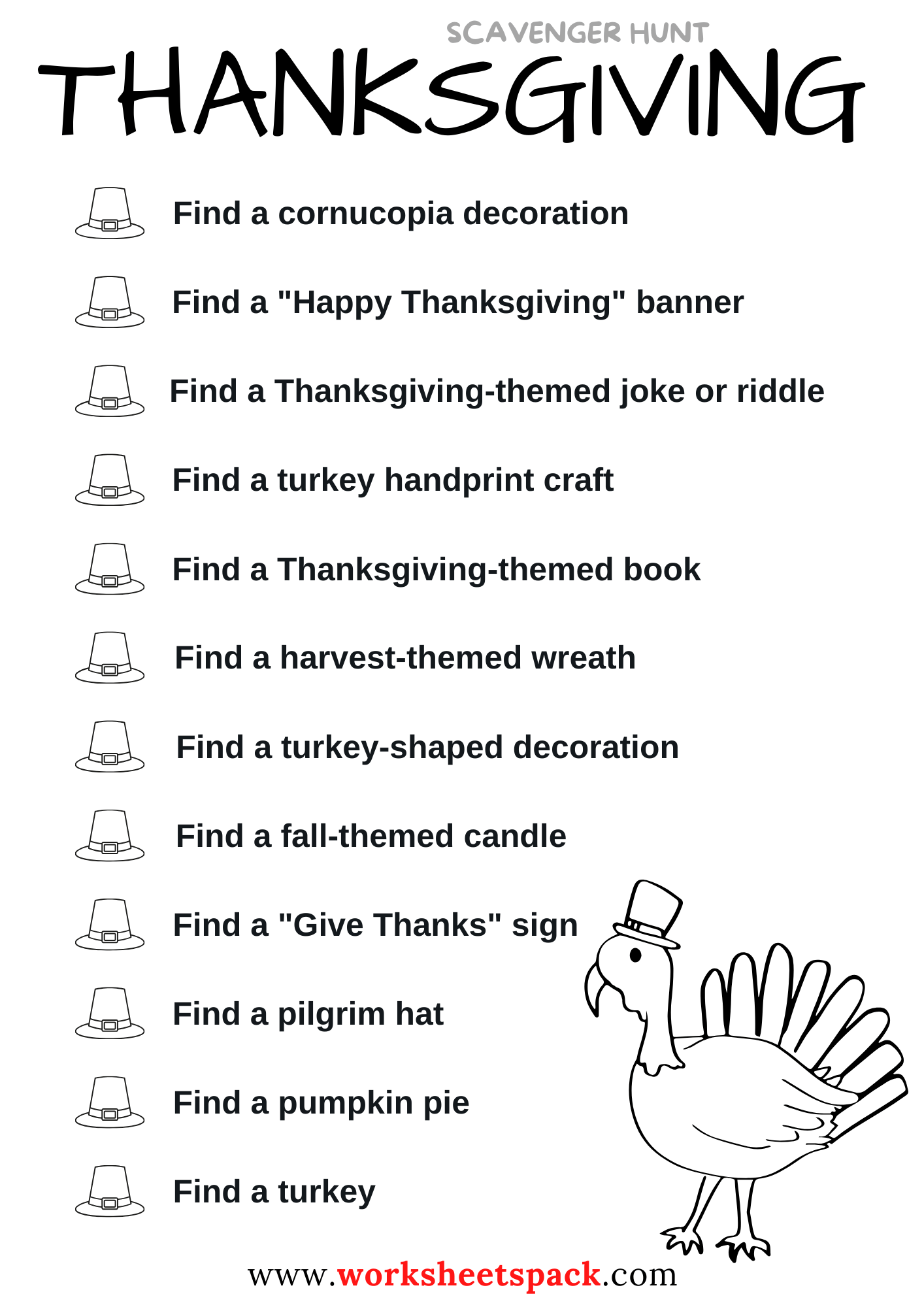 10 Exciting Thanksgiving Scavenger Hunt Ideas - worksheetspack