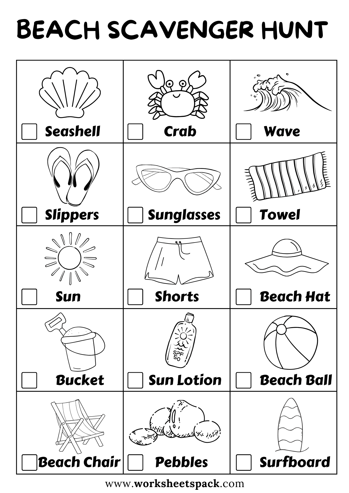 Coastal Discovery: Free Beach Scavenger Hunt Ideas - worksheetspack