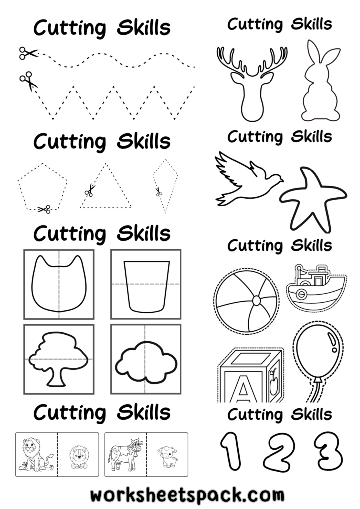 Scissor Skills Cutting Practice Worksheets
