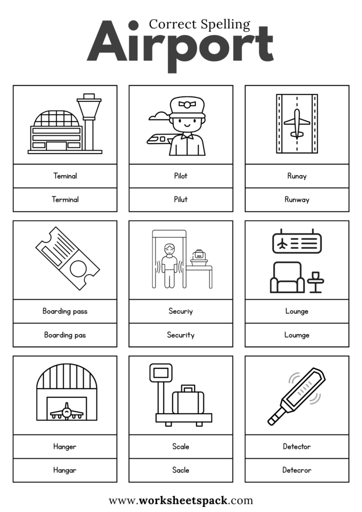 Airport Vocabulary Worksheets