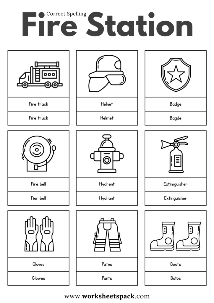 Fire Station Worksheets for English Learners